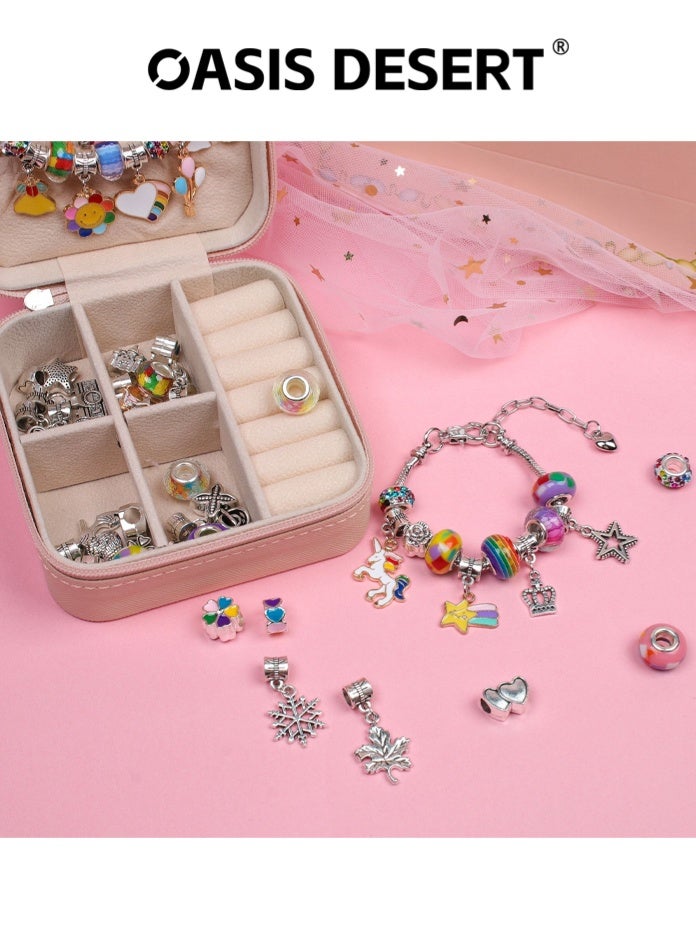 OASIS DESERT 66-Piece DIY Jewelry Bracelet Making Kit, Unicorn Mermaid Handmade Gift Set, Comes with Jewelry Box - Image 3